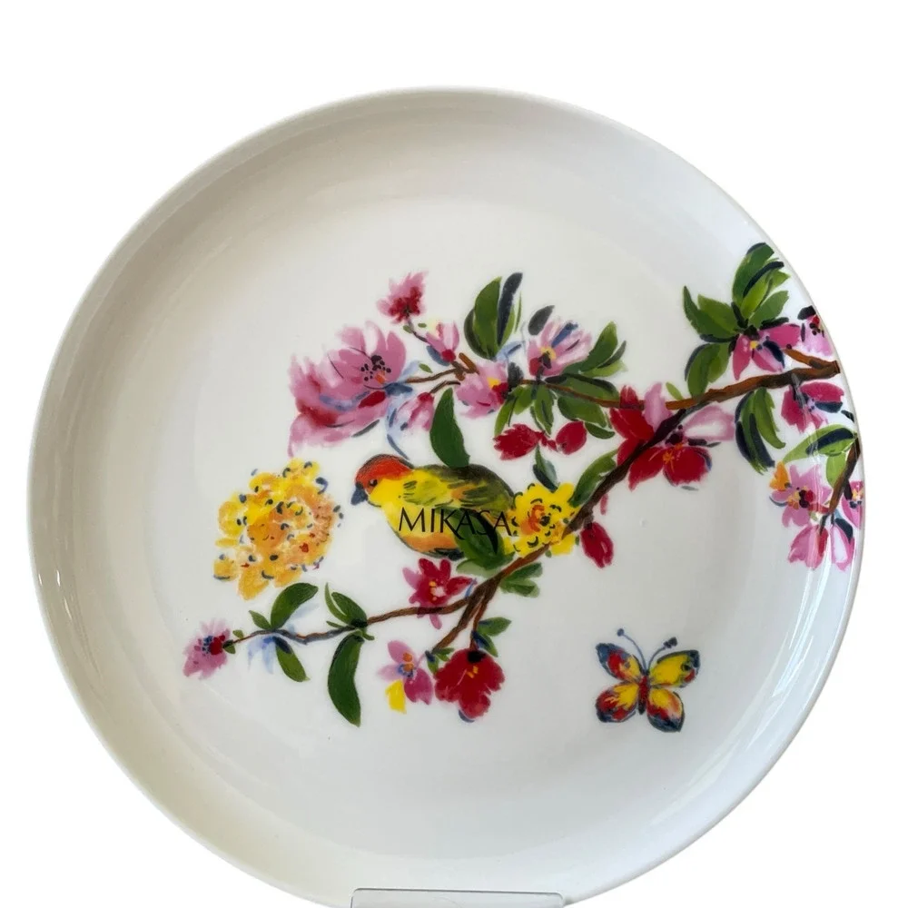 Mikasa BUTTERFLY GARDEN Porcelain Salad Plate 9.25in Set of 2 Spring Floral NEW